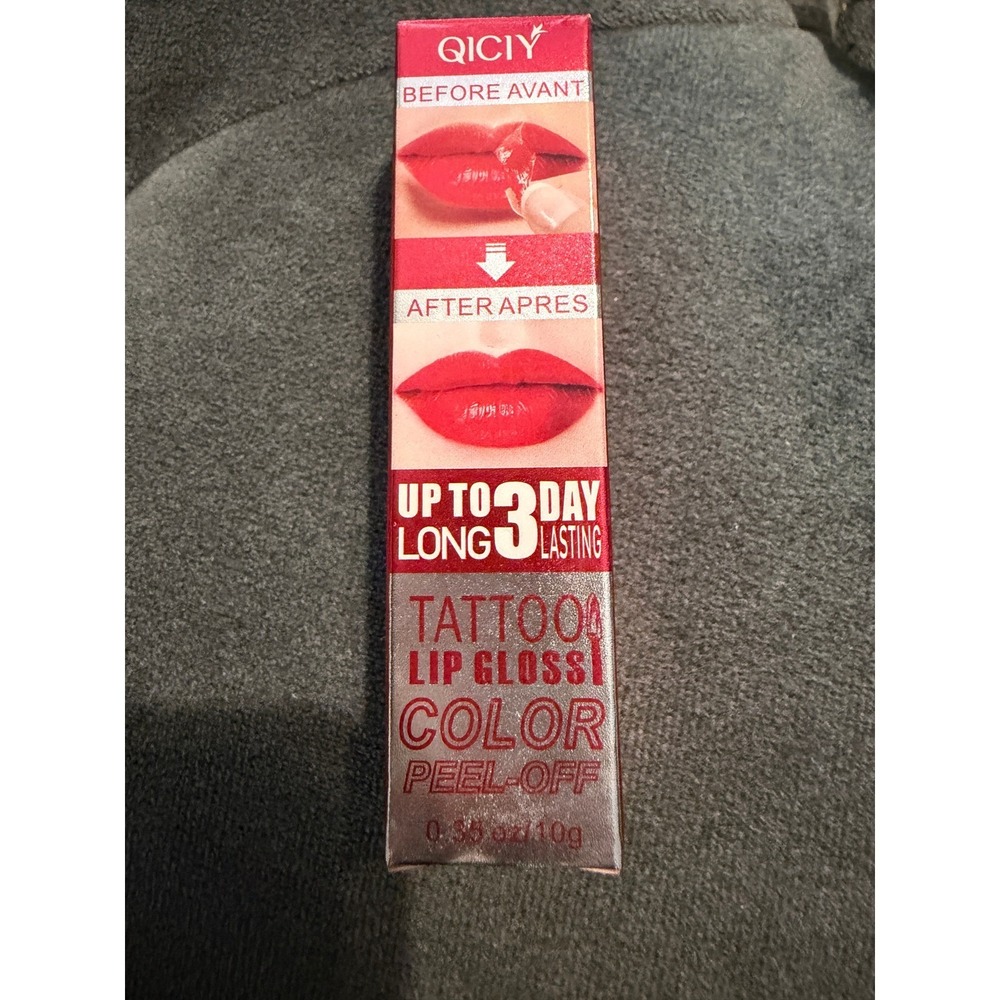 QICIY Tattoo Lip Gloss Color Peel-Off Long Lasting 3 Day Lip Stain Red Shade 1